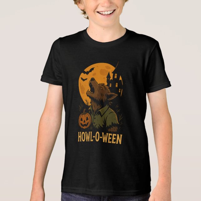 Camiseta Triblenda Camiseta Howl-O-Ween Halloween - Funny Werewolf Pu (Anverso)