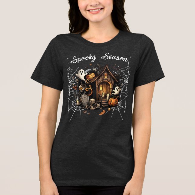 Camiseta Triblenda Camiseta inquieta de la casa - 🎃 de 👻 negro (Anverso)