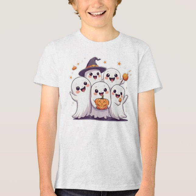 Camiseta Triblenda Camiseta Kawaii Ghosts Halloween (Anverso)