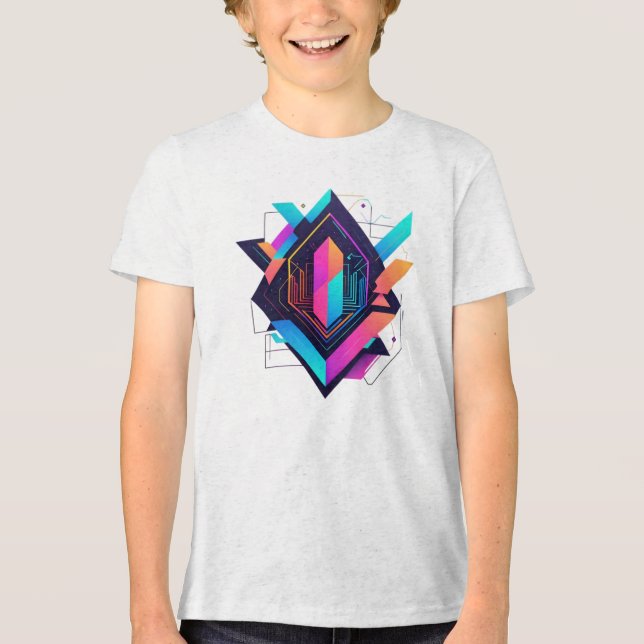 Camiseta Triblenda Camiseta Masc Juvenil Básica Abstrato Futurista-3 (Anverso)