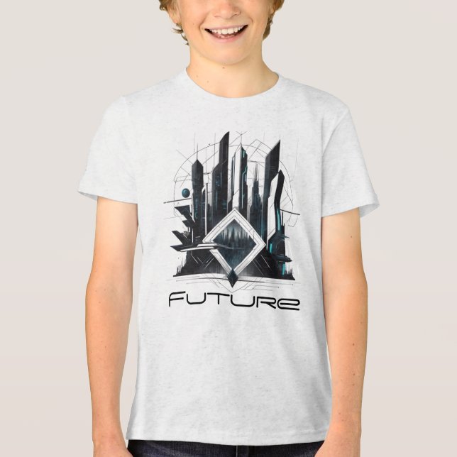 Camiseta Triblenda Camiseta Masc Juvenil Básica Abstrato Futurista-4 (Anverso)