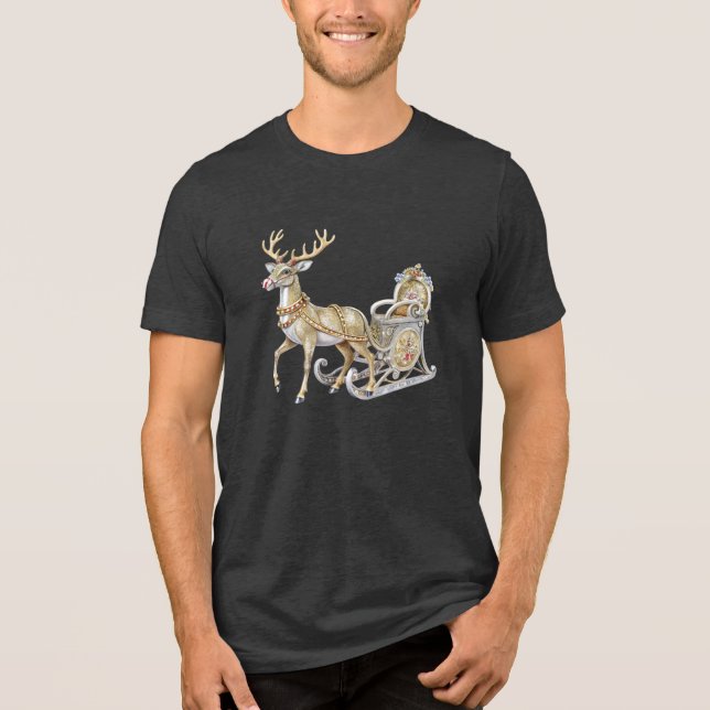 Camiseta Triblenda Camiseta masculina de Reindeer Sleigh (Anverso)