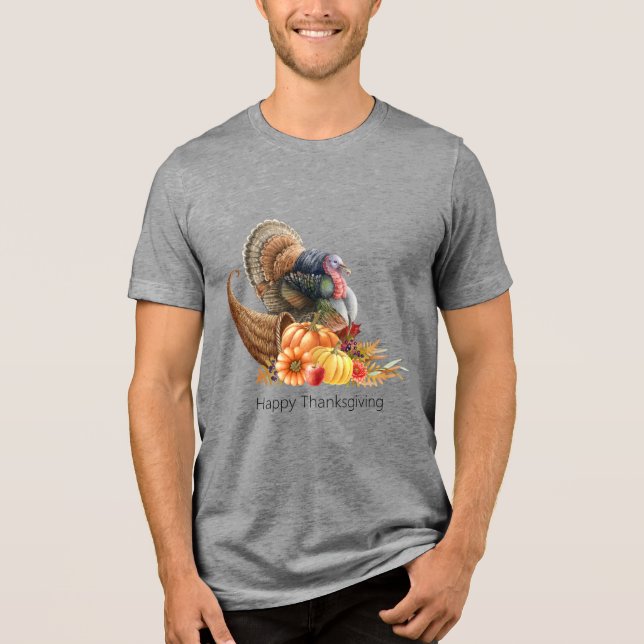 Camiseta Triblenda Camiseta masculina de Thanksde Cornucopia Turkey (Anverso)