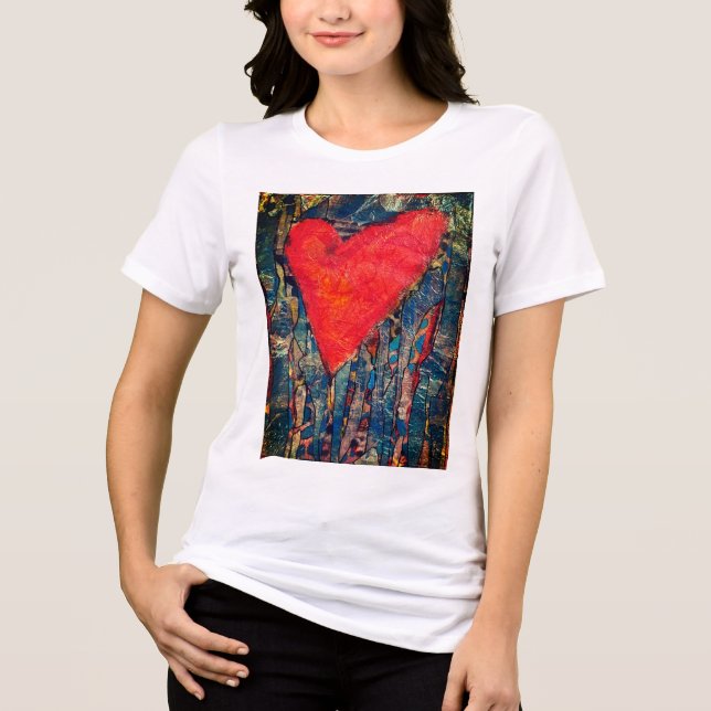 Camiseta Triblenda Camiseta para el corazón del mosaico de las mujere (Anverso)