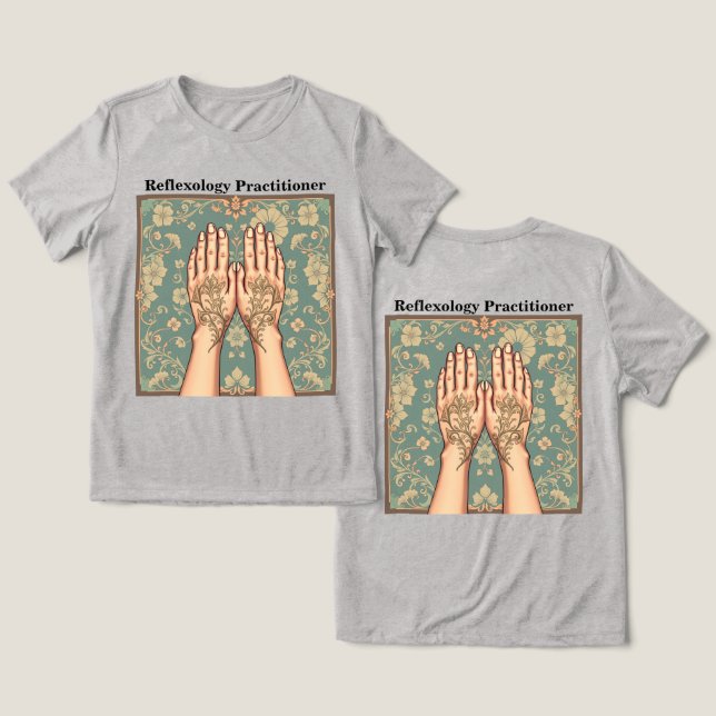 Camiseta Triblenda Camiseta profesional de la reflexología gris de la (Diseño Anverso y Reverso)