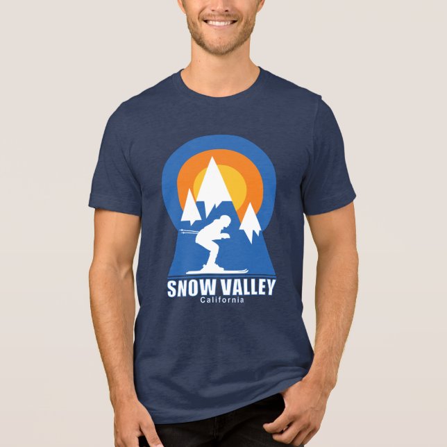 Camiseta Triblenda Camiseta Retro de Sunset Snow Valley Ski (Anverso)