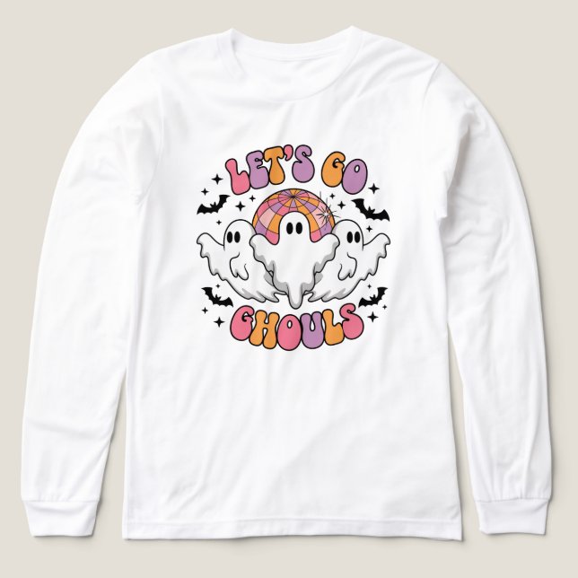 Camiseta Triblenda Camiseta Retro Ghost Halloween - "Vamos Ghouls (Diseño frontal)