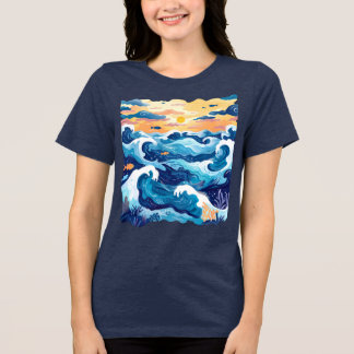 Camiseta Triblenda Camiseta Sunset Ocean Waves – Mar y Cielo Artístic