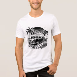 Camiseta Triblenda Camiseta Tri-Blend Retro Surf Van & Palm Trees Des