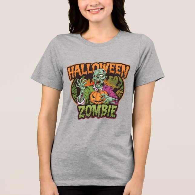 Camiseta Triblenda Camiseta verde zombi para mujeres (Anverso)