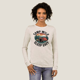 Camiseta Triblenda Camp Wild Duerme Fácil-Oso Camping Vintage Atardec