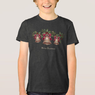 Camiseta Triblenda Campana Dorada Decorativa Navideña