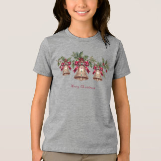 Camiseta Triblenda Campana Dorada Decorativa Navideña