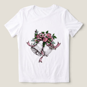 Camiseta Triblenda Campanas de boda rosadas Personalizadas en la part