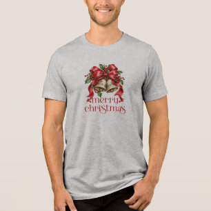 Camiseta Triblenda Campanas Navideñas Festivas Foto Personalizada