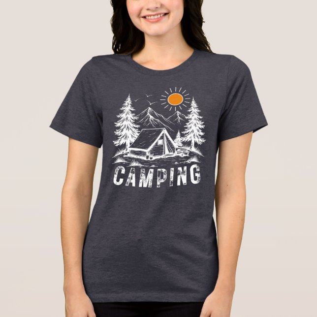 Camiseta Triblenda Camping Adventure | Montañas, carpas y naturaleza (Anverso)