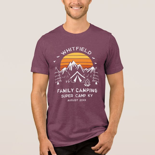 Camiseta Triblenda Camping de pinos a juego de Reunión Retro Familiar (Anverso)