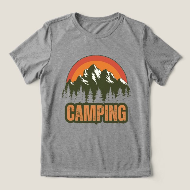 Camiseta Triblenda Camping es mi terapia favorita, acampada divertida (Diseño delantero )