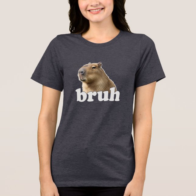Camiseta Triblenda Capybara Bruh Meme Shirt Funny Animal Tee (Anverso)