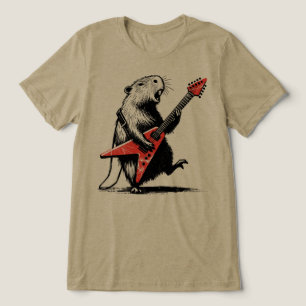 Camiseta Triblenda Capybara Desgarrando Guitarra Eléctrica Rockea