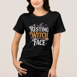 Camiseta Triblenda Cara de bruja en reposo - Halloween elegante y esp