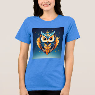 Camiseta Triblenda Cara de búho geométrico colorido