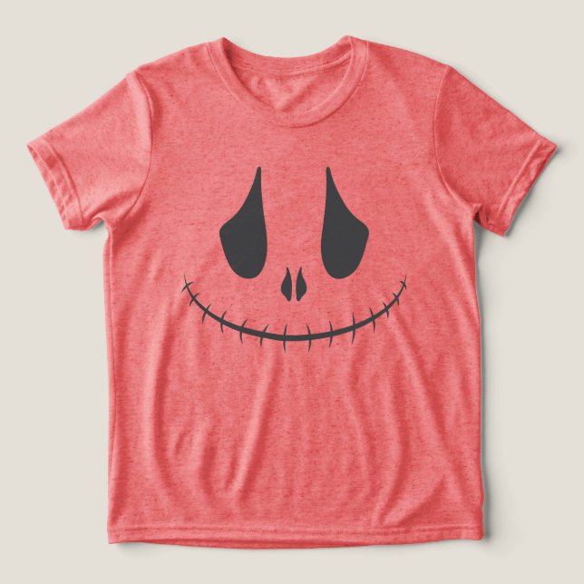 Camiseta Triblenda Cara de calabaza tallada sonriente (Diseño delantero )