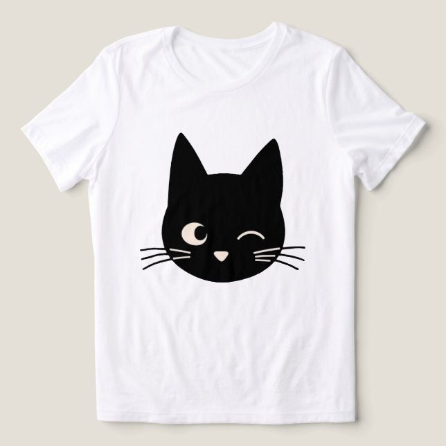 Camiseta Triblenda Cara de gato negro brillante (Diseño delantero )