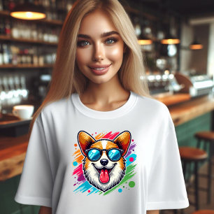 Camiseta Triblenda Cara divertida de perro Corgi