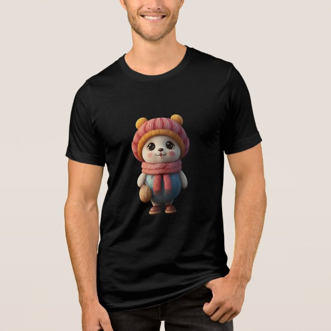 Camiseta Triblenda Carácter de panda lindo con traje de invierno - có (Anverso)