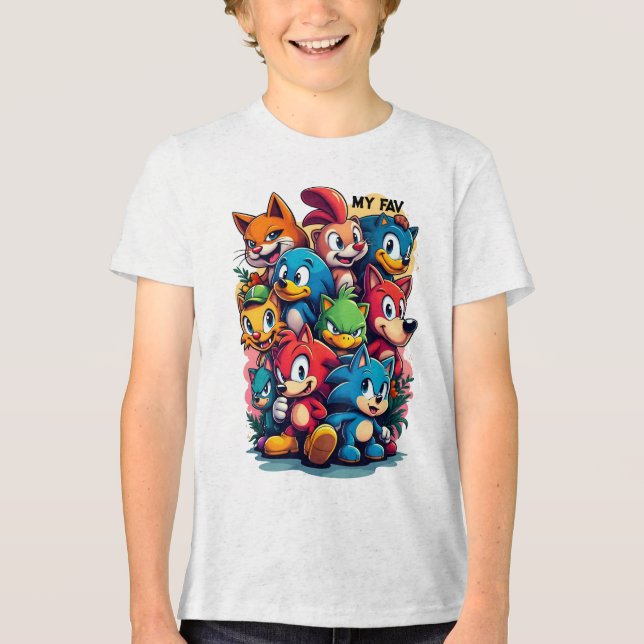 Camiseta Triblenda caracteres icónicos (Anverso)