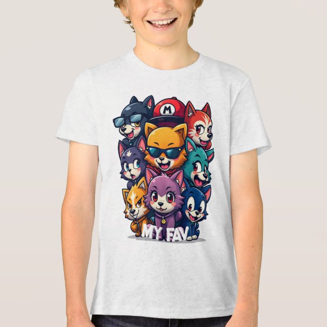 Camiseta Triblenda caracteres icónicos (Anverso)