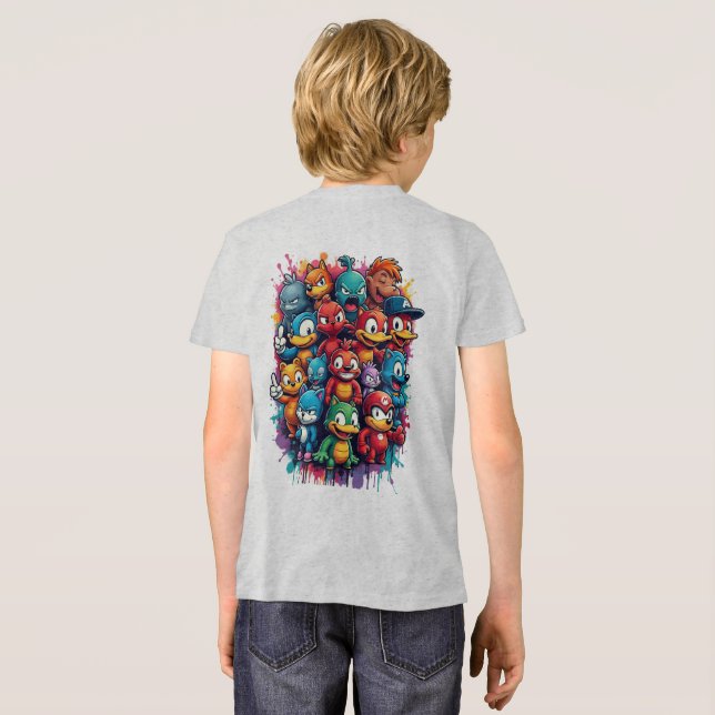 Camiseta Triblenda caracteres icónicos (Reverso Completo)