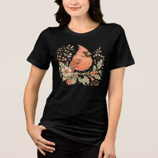 Camiseta Triblenda Cardenal vintage con Florals de invierno