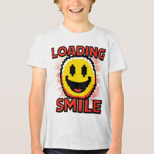 Camiseta Triblenda Cargando Sonrisa – Cara Sonriente Retro de Pixel A