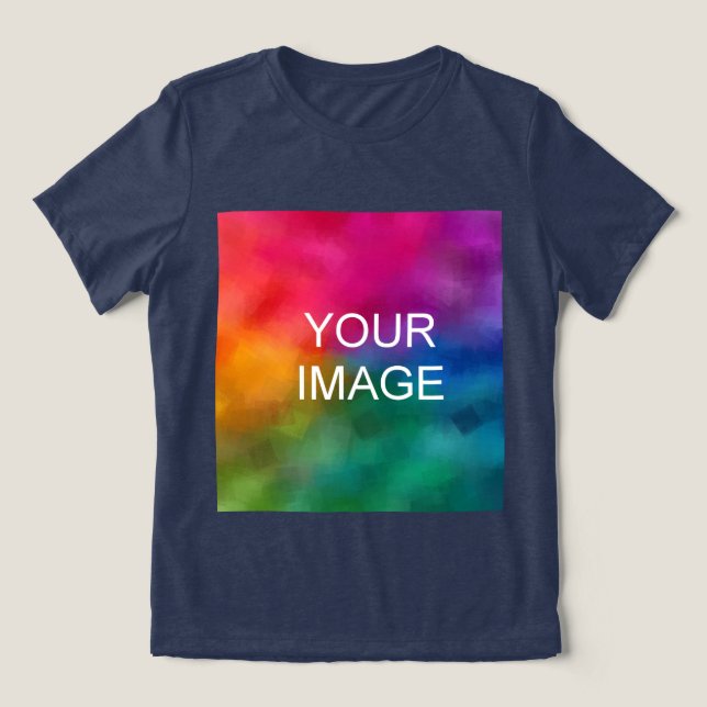 Camiseta Triblenda Cargar tu propia foto mujeres de la marina sólida  (Diseño delantero )