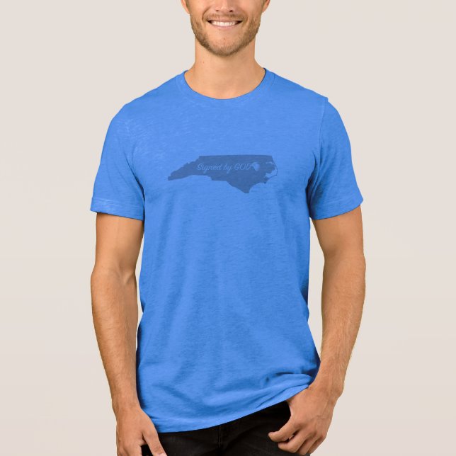 Camiseta Triblenda Carolina del Norte firmada por Dios (Anverso)