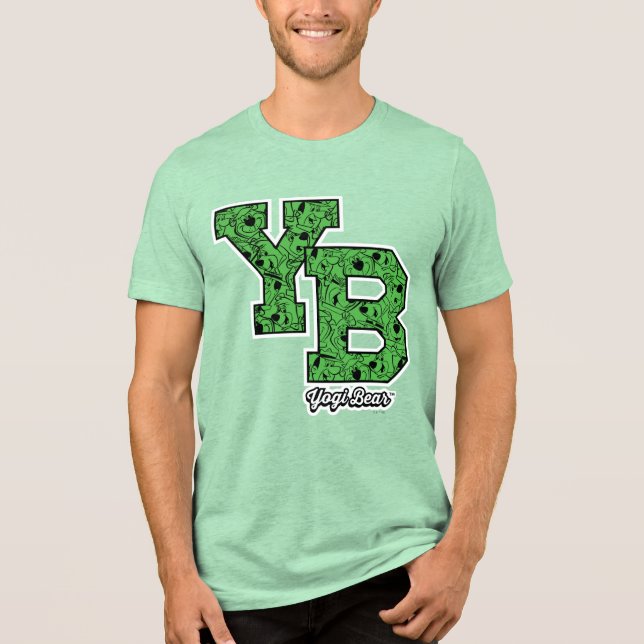 Camiseta Triblenda Cartas de Varsidad de Oso con Patrón Yogi (Anverso)
