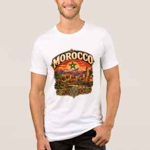 Camiseta Triblenda Cartel de viaje vintage de montaña de Marruecos Ma