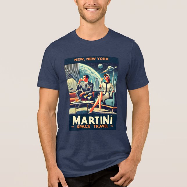 Camiseta Triblenda Carteles de viaje espacial Martini New York (Anverso)