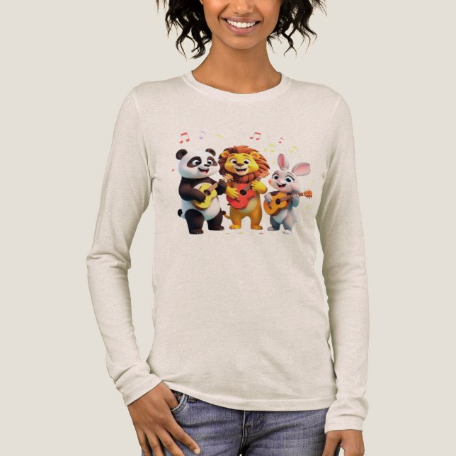 Camiseta Triblenda 🎵 Cartoon Animal Music Party – Fun & Cute Musical (Anverso)