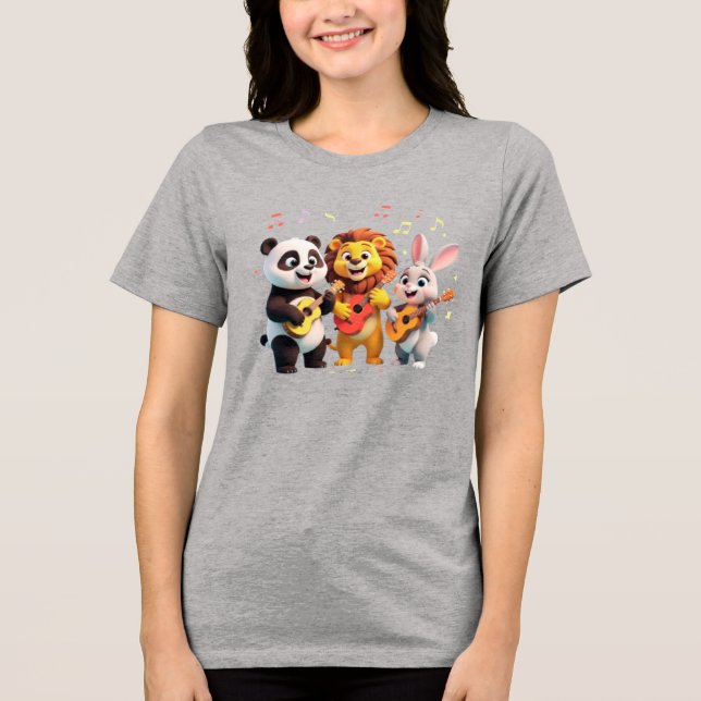 Camiseta Triblenda 🎵 Cartoon Animal Music Party – Fun & Cute Musical (Anverso)
