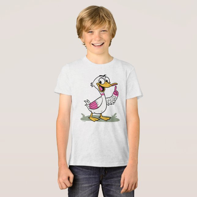 Camiseta Triblenda Cartoon Duck with Raised Finger Delivering a Messa (Anverso Completo)