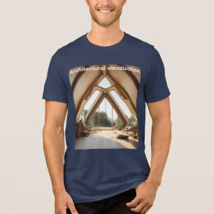 Camiseta Triblenda Casa futurista en construcción con formas geométri