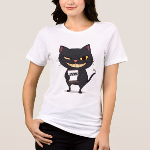 Camiseta Triblenda Catástrofe - Gato negro malicioso con mal gusto