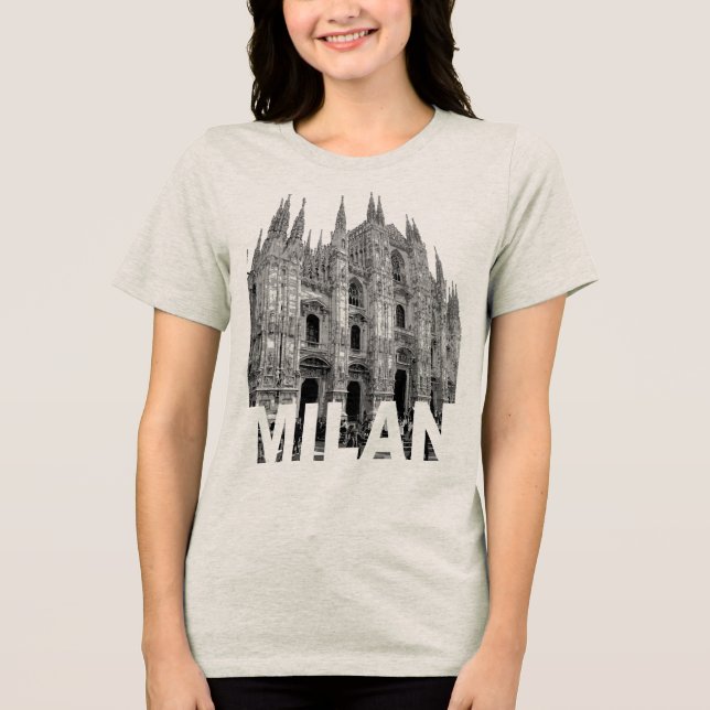 Camiseta Triblenda Catedral de la Iglesia de Milán, Lombardía en un (Anverso)