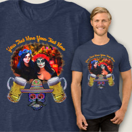 Camiseta Triblenda Catrinas de Vallarta con cráneos 1718