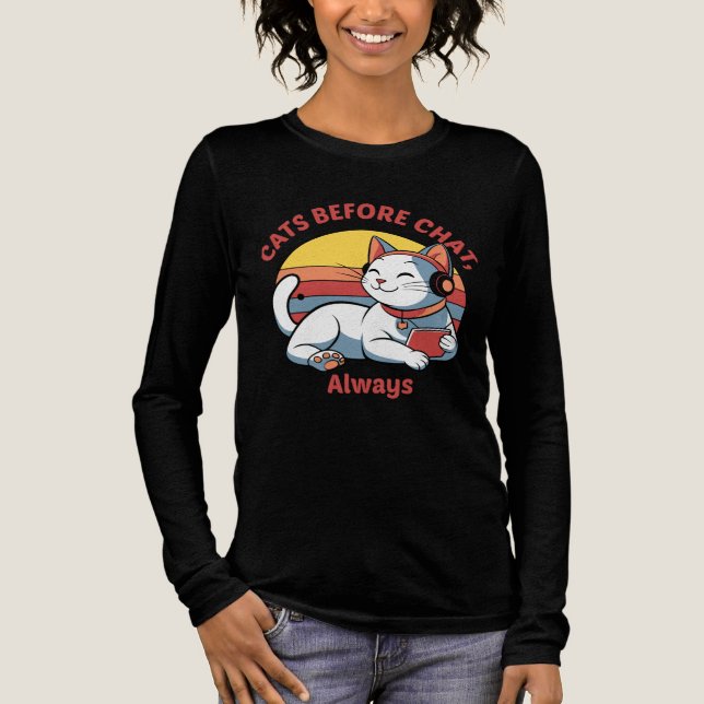 Camiseta Triblenda Cats Before Chat, Always – Priorities in Purrfecti (Anverso)