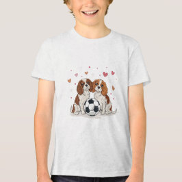 Camiseta Triblenda Cavalier Spaniels with soccer ball for Valentine's