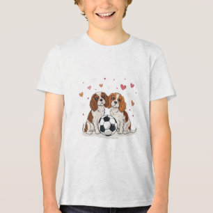 Camiseta Triblenda Cavalier Spaniels with soccer ball for Valentine's
